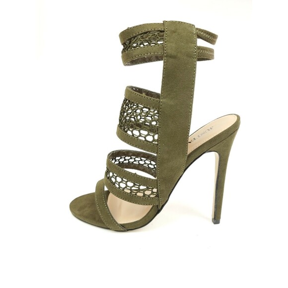 Justfab Lonne Olive Mesh Faux Suede Dress Sandals Size US 8 - Picture 1 of 9
